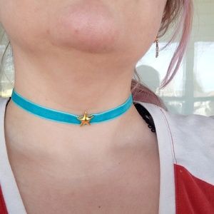 Sailor Mercury velvet star choker - 14" w/ 3" ext.